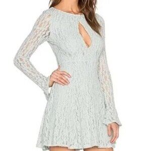 Free People Women's Foam Green Lace Teen Witch Fit & Flare Mini Dress Size S/P